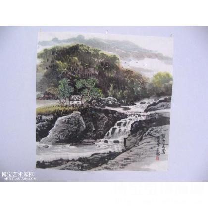 碧水春阴 山水画 贺文瑞作品 类别: 国画山水作品